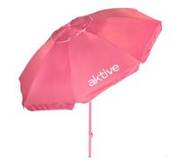 AKTIVE BEACH Sombrilla de playa inclinable D220 cm, Rosa, Con protección UV50, 8 varillas, Material oxford, Con ventilación, Para exterior (62484)