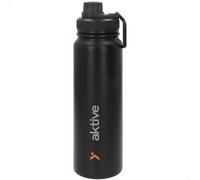 AKTIVE Botella Térmica de Acero Inoxidable, 800 ml, Negro, Sistema Antigoteo, Asa de Transporte, Libre de BPA, 8.5x8x28 cm