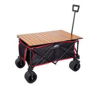 Aktive Carro Mesa Playa, para Transportar Accesorios de Playa, jardín o Camping, 100 kg, Ruedas robustas y giratorias 360 Grados con Frenos, Mango multiángulo, Bolsillo, Fundas, Portasillas, Negro