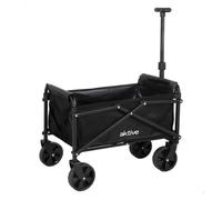 AKTIVE Carro Playa Ligero, Negro, 58x35x86 cm, Plegado acordeón, Asa Ajustable, Carga soportada 50 kg, Estructura de Acero, Carrito Transporte con Ruedas, Carros auxiliares (62501)