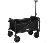 AKTIVE Carro Playa Ligero, Negro, 58x35x86 cm, Plegado acordeón, Asa Ajustable, Carga soportada 50 kg, Estructura de Acero, Carrito Transporte con Ruedas, Carros auxiliares (62501)