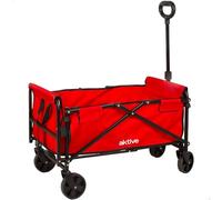 AKTIVE Carro Playa Ligero, Rojo, 73x44x93 cm, Plegado acordeón, Asa Ajustable, Carga soportada 80 kg, Estructura de Acero, Carrito Transporte con Ruedas, Carros auxiliares (62503)