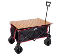 Aktive Carro Mesa Playa, para Transportar Accesorios de Playa, jardín o Camping, 100 kg, Ruedas robustas y giratorias 360 Grados con Frenos, Mango multiángulo, Bolsillo, Fundas, Portasillas, Negro