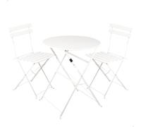 AKTIVE Conjunto de Muebles de terraza, 60x70 cm, Set de Mesa y 2 sillas, Muebles de Exterior, Blanco, Material Resistente, Muebles Plegables, hasta 30 kg, hasta 110 kg (61152)