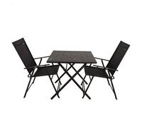 Aktive conjunto plegable de jardín con mesa y 2 sillas de acero negro y textileno