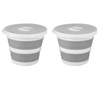 AKTIVE Cubo Plegable 5 litros, Formato Circular, Ø25x20 cm, con Tapa y Cierre de Seguridad, Plegado Compacto, Libre de BPA, Caja de Almacenamiento portátil, para hogar, Camping y Picnic (63116)