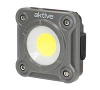 AKTIVE 61569 Foco LED exterior, Luz blanca, 1 led, 3 posiciones, 1000 lúmenes, Ilumina hasta 30 metros, 2 a 4.5 horas duración, Impermeabilidad IP44, Incluye cargador USB, focos jardín, camping