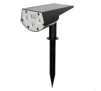 AKTIVE Foco solar LED 2 en 1, Luz cálida 5-10 lúmenes, Con estaca o montaje en pared, Sin cableado, Resistente al agua, Alcance 1-2 m, Autonomía hasta 8 horas, Iluminación jardín y terraza (61585)