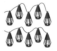 AKTIVE Tira Luces LED Exterior jardín, 7 Metros, 10 Bombillas solares, Farolillos 5,5x11,5 cm, Luz cálida, 15 lúmenes, Autonomía de 8 Horas, Visibilidad 10 Metros, Panel Solar (61160)