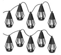 AKTIVE Tira Luces LED Exterior jardín, 7 Metros, 10 Bombillas solares, Farolillos 5,5x11,5 cm, Luz cálida, 15 lúmenes, Autonomía de 8 Horas, Visibilidad 10 Metros, Panel Solar (61160)