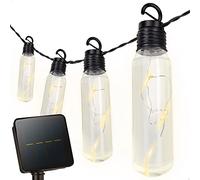 AKTIVE Guirnalda solar exterior 10 bombillas LED, 50 luces, Luz cálida, 1,8 m de luz y 3,8 m de cable, Recarga solar con estaca, IP44 impermeable, Botón ON/OFF y modo, Jardín o terraza (62467)