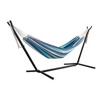 AKTIVE Hamaca Exterior, Mide 260x108x102 cm, para 2 Personas, Estructura Acero autoportante, Tela Rayas poliéster, Soporta 250 kg, Kit Camping, Tumbonas jardín Exterior, Vivac (63204)