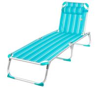 AKTIVE Hamaca Playa Plegable, Azul Turquesa, 186x49x30 cm, Reclinable 5 Posiciones, Antivuelco, Cojín, Soporta 110 kg, Estructura Aluminio, Tumbona terraza Exterior, Hamacas jardín (62471)