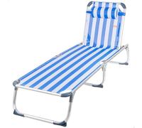 AKTIVE Hamaca Playa Plegable, Rayas marineras, 186x49x30 cm, Reclinable 5 Posiciones, Antivuelco, Cojín, Soporta 110 kg, Estructura Aluminio, Tumbona terraza Exterior, Hamacas jardín (62472)