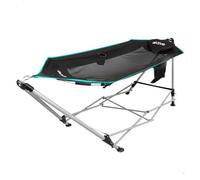 Aktive hamaca plegable con estructura de acero 265x78x80 cm con posavasos 80 cm