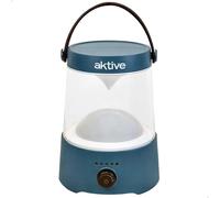 AKTIVE Lámpara camping recargable, 3 modos luz con regulador, 400 lúmenes, Batería o pilas AA (N/I), Power bank USB, Asa flexible, IP44 resistente a agua y polvo, Para exterior y acampada (63077)