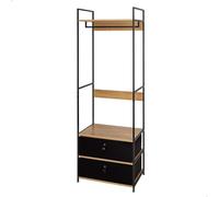 AKTIVE Max Home Armario abierto, 60x40x175 cm, Con perchero y cajones de tela, De acero y madera, Máx. 30 kg, Vestidor, Armarios dormitorio, Estanterías almacenaje, Organizador ropa (18433)