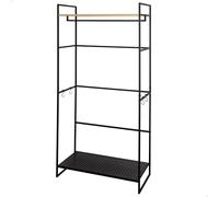 AKTIVE Max Home Armario abierto, 83x39x167 cm, Con perchero, estante, zapatero y ganchos laterales extraíbles, De acero y madera, Máx. 24 kg, Vestidor, Armarios dormitorio, Organizador ropa (18438)