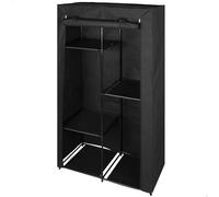 AKTIVE MAX Home Armario ropero Tela, 70x46x148 cm, 3 estantes, 1 Barra, Cubierta Enrollable, Funda Textil extraíble Negro, Peso soportado 25 kg, Muebles Camping, Estancia Temporal (18800)