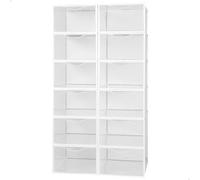AKTIVE Max Home Cajas de zapatos plástico, Juego de 12 organizadores de almacenamiento, 23x33,5x14,5 cm, Apilable, Antivuelco, Hasta T.44, Transparente, Caja zapatero plástico, (16549)