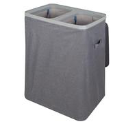 AKTIVE Max Home Cesto ropa sucia doble 100 L, Polietileno, Bolsas extraíbles, Tapa abatible, Asas laterales, Diseño gris oscuro, Clasificar ropa blanca y color, Cesta ropa (12312)