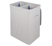AKTIVE Max Home Cesto ropa sucia doble 100 L, Polietileno, Bolsas extraíbles, Tapa abatible, Asas laterales, Diseño gris claro, Clasificar ropa blanca y color, Cesta ropa (12311)