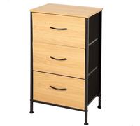 AKTIVE MAX Home Cómoda, 40x30x75 cm, Peso soportado 14 kg, 3 cajones, Madera y Tela, Estructura metálica, Efecto Roble, Cajonera Dormitorio, Muebles de salón (18444)