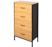 AKTIVE Max Home Cómoda, 55x30x100 cm, Peso soportado 17 kg, 4 cajones, Sequoia, Sistema de nivelación, Madera y Tela, Estructura metálica, Efecto roble, Dormitorio, Mesita de noche (18445)