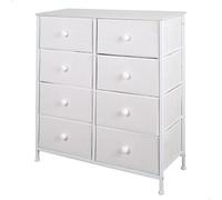 AKTIVE Max Home Cómoda dormitorio multiusos, 8 cajones de tela ligeros, 80x30x81 cm, Estructura acero, Tablero madera, Color blanco, Con sistema de nivelación, Organización, Almacenamiento (18410)