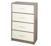 AKTIVE Max Home Cómoda dormitorio multiusos, Gris y blanco, 4 cajones de tela ligeros, 58x30x91 cm, Estructura madera, Sistema de almacenaje, Organización hogar, Decoración, Mueble vestidor (18413)
