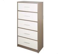 AKTIVE Max Home Cómoda dormitorio multiusos, Gris y blanco, 5 cajones de tela ligeros, 58x30x112 cm, Estructura madera, Sistema de almacenaje, Organización hogar, Decoración, Mueble vestidor (18414)
