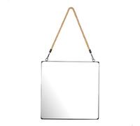 AKTIVE MAX Home Espejo Pared Cuadrado 30x30 cm, Cuerda Decorativa, Marco Metal, Cristal, Espejo metálico Negro, Fácil fijación (Tornillos no incluidos), para baños, dormitorios (18451)