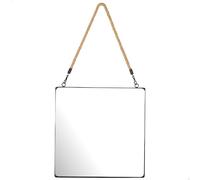 AKTIVE MAX Home Espejo Pared Cuadrado 40x40 cm, Cuerda Decorativa, Marco Metal, Cristal, Espejo metálico Negro, Fácil fijación (Tornillos no incluidos), para baños, dormitorios (18452)