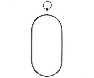 AKTIVE MAX Home Espejo Pared Ovalado 25x50 cm, Enganche metálico Negro, Marco Metal, Cristal, Espejo Decorativo, Fácil fijación (Tornillos no incluidos), Ideal baños, dormitorios (18448)