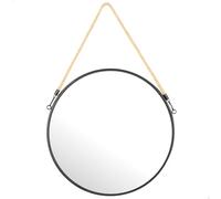 AKTIVE MAX Home Espejo Pared Redondo D55, Cuerda Decorativa, Marco Metal, Cristal, Espejo metálico Negro, Fácil fijación (Tornillos no incluidos), Ideal para baños, dormitorios (18446)