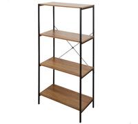 AKTIVE MAX Home Estantería almacenaje, 60x30x120 cm, 4 estantes, Acero y Madera, Fácil Montaje, Resistente, Duradera, Refuerzo Cruzado, Muebles salón, Estanterías Madera, Librería (18455)