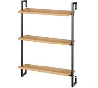 AKTIVE MAX Home - Estantería de Pared, 40x12x55 cm, Soporta hasta 6 kg, 3 baldas, Efecto Roble, Estructura Metal Negra, Decorativa, para salón, Cocina, Recibidor, Dormitorio (18476)