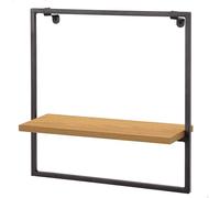 AKTIVE MAX Home Estantería de Pared, Soporta hasta 3 kg, Balda Efecto Roble, Decorativa, Estructura metálica Negra, Resistente y fácil de Colgar, para entradas, Dormitorios o Salones (18478)