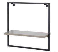 AKTIVE MAX Home Estantería de Pared, Soporta hasta 3 kg, con balda Efecto Cemento, Decorativa, Estructura metálica Negra, Estilo Industrial, Salón, Entrada, Cocina, Dormitorio (18479)