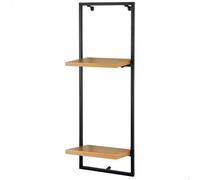 AKTIVE MAX Home Estantería de Pared, Soporta hasta 4 kg, con 2 baldas, Efecto Roble, Estructura metálica Negra, Diseño Vertical, Decorativa, para salón, Entrada, Dormitorio, Cocina (18482)