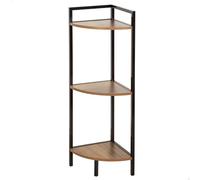 AKTIVE MAX Home Estantería esquinera, 24x24x80 cm, con 3 Niveles, Acero Negro, Madera, Almacenaje, Fácil Montaje, Muebles salón, Dormitorio, Cocina, Estanterías hogar, Decoración,(18453)