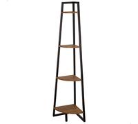 AKTIVE MAX Home Estantería esquinera, 30x30x135 cm, 4 Niveles, Acero, Madera, Fácil Montaje, Almacenaje, Organización, Estanterías Altas, Decoración, Dormitorio, Salón, Baño (18458)