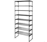 AKTIVE MAX Home Estantería Zapatero, 67x30x160 cm, Peso máximo soportado 24 kg, 4 Niveles, Organizador, Estructura Negra, para Entrada, Dormitorio, Apilable (18815)