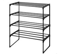 AKTIVE MAX Home Estantería Zapatero, 68x30x85 cm, Peso máximo soportado 16 kg, 4 Niveles, Organizador, Estructura Negra, para Entrada, Dormitorio, Apilable (18814)