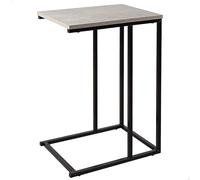 AKTIVE MAX Home Mesa Auxiliar, 40x30x59 cm, Peso máximo soportado 5 kg, en Forma de C, Mesas de Madera, Efecto Cemento, Estructura metálica Negra, Decorativa salón, Dormitorio (18519)