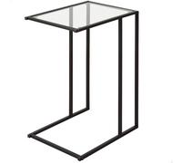 AKTIVE MAX Home Mesa Auxiliar, 40x30x59 cm, Peso máximo soportado 5 kg, Forma de C, Mesas de Cristal, Estructura metálica Negra, Decorativa, Salón, Dormitorio, Moderna (18502)