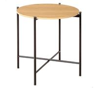 AKTIVE MAX Home Mesa Auxiliar, 40x40x40 cm, Peso máximo soportado 4 kg, Redonda, Efecto Roble, Estructura metálica Negra, para salón, Bandeja extraíble, Dormitorio, Oficina (18504)
