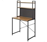AKTIVE MAX Home Mesa Escritorio con estantería, 84 x 50 x 148 cm, Madera y Acero Negro, Tablero Perforado, Estantes, Oficina y Estudio, Estilo Industrial, Patas nivelables, Estable (18440)