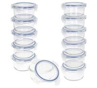 AKTIVE Max Home Pack 12 Recipientes herméticos de vidrio, Fiambrera cristal apta para microondas, Envases para comida con cierre, 420 mililitros, Tapas transparentes, Contenedor de alimentos (16534)