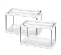 AKTIVE Max Home Pack 2 organizadores de especias de dos alturas, Con bandeja extraíble, 37,5x19x25,5 cm, Blanco y gris, Estante especiero, Organizador botes pequeños cocina (16555)